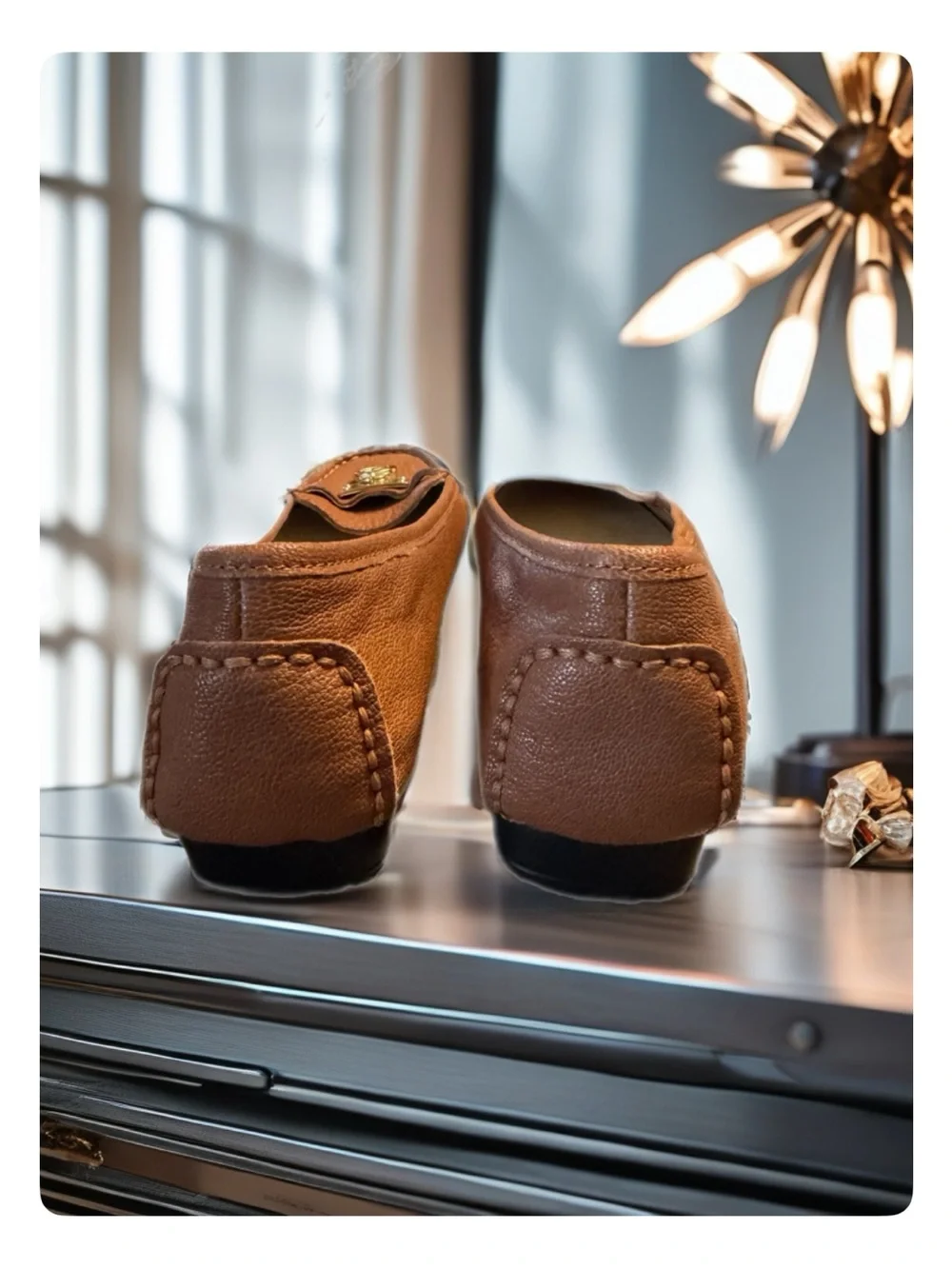 Michael Kors Cognac Leather MK Charm Moccasin Loafers